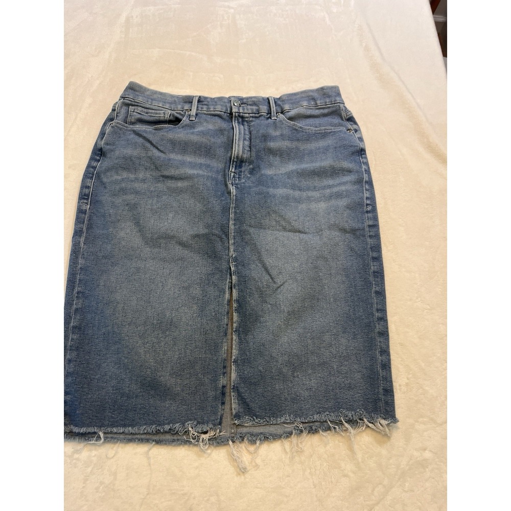 Good American Denim midi Skirt Medium Wash Stretch 18 GPS127SC classic